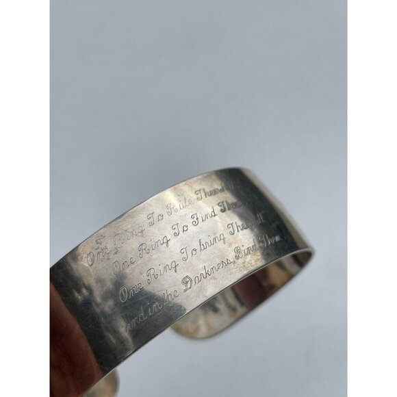Vintage Lord of the Rings J R R Tolkien Quote Cuff Bracelet - Sterling Silver - Picture 4 of 4